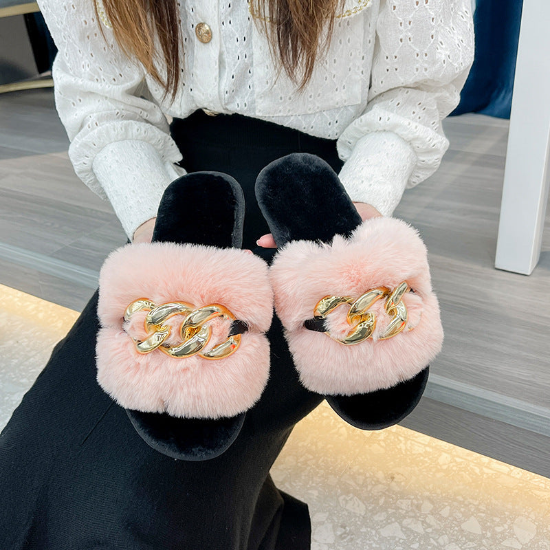 Women's Fashion All-match Non-slip New Style Plush Slippers