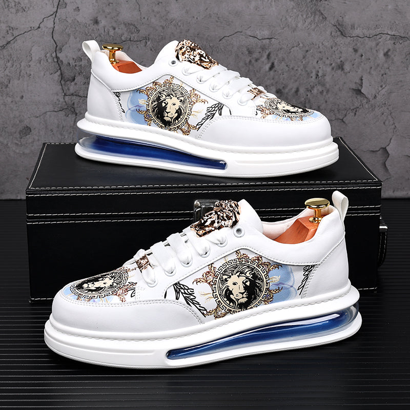 Men's Trendy White Shoes Thick Sole Inner Heightened Air Cushion