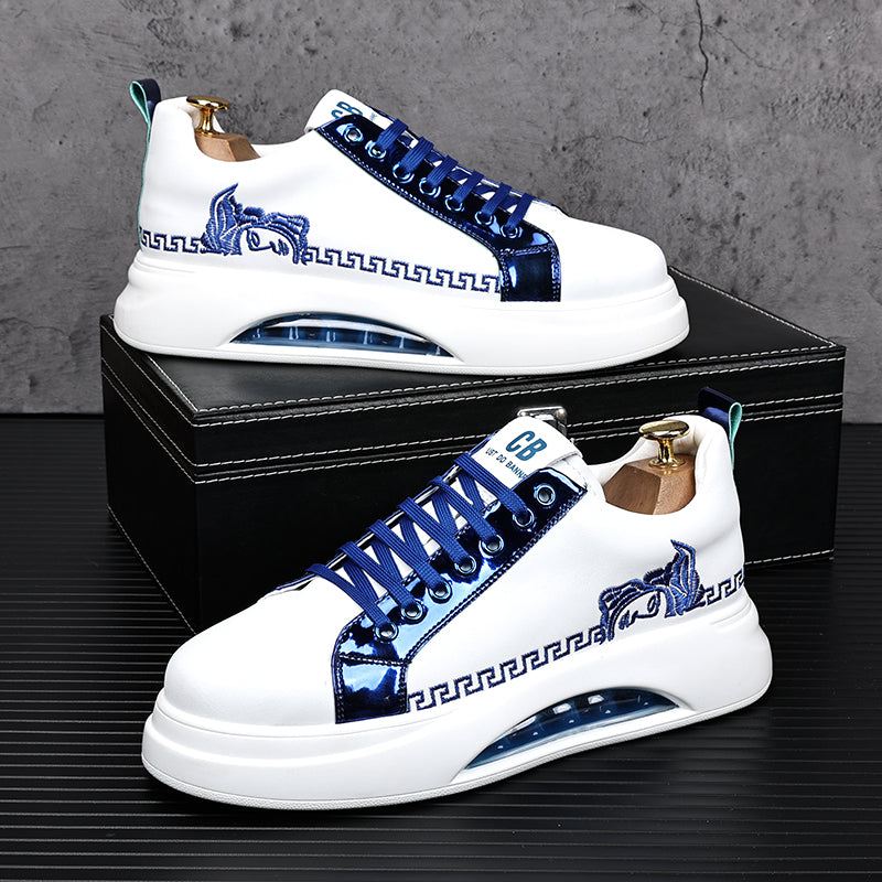 Men's Trendy White Shoes Thick Sole Inner Heightened Air Cushion
