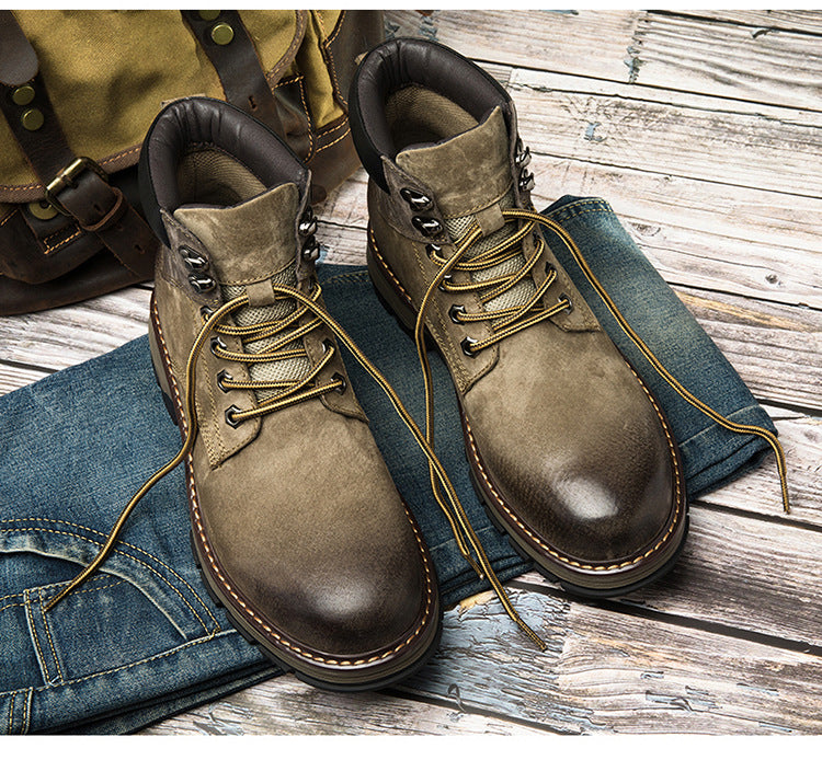 Winter Leather Martin Boots Men's Shoes High Top British