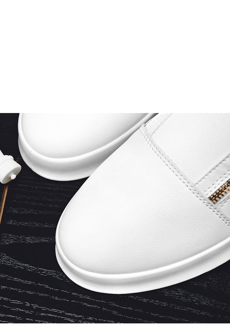 Metal Men's Double Zipper Leather Casual Borad Shoes