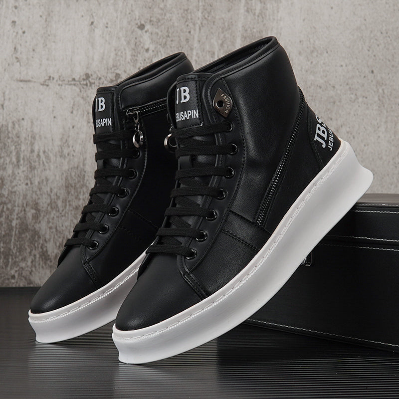 Men's White Boots Trendy Thick Bottom High Top