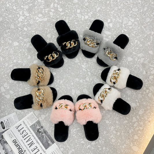 Women's Fashion All-match Non-slip New Style Plush Slippers
