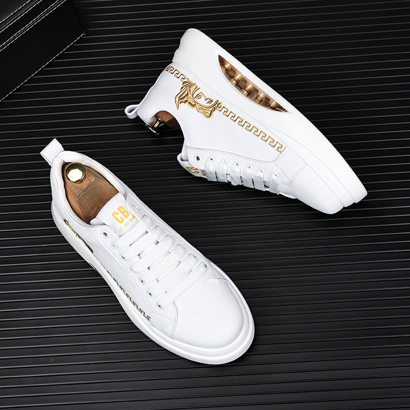 Men's Trendy White Shoes Thick Sole Inner Heightened Air Cushion