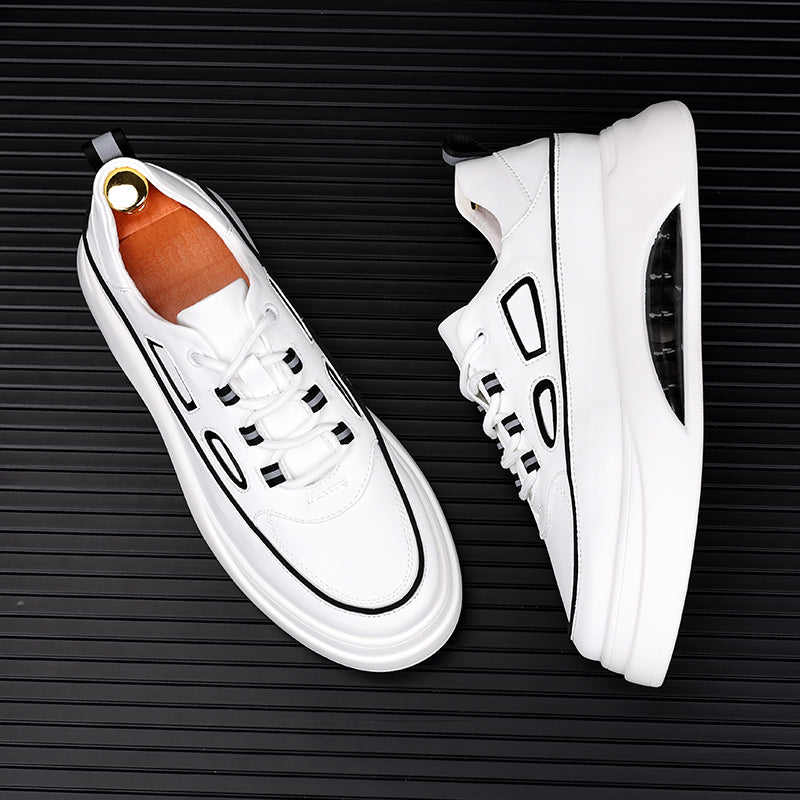 Men's Trendy White Shoes Thick Sole Inner Heightened Air Cushion