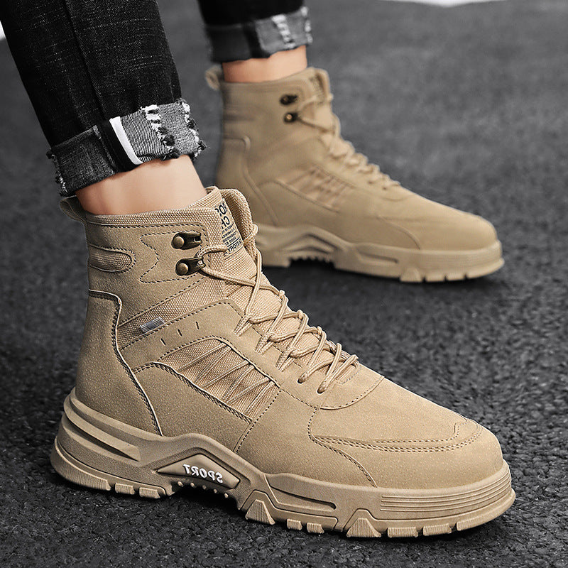 Men's High Top Men's Autumn And Winter Leather Work Shoes