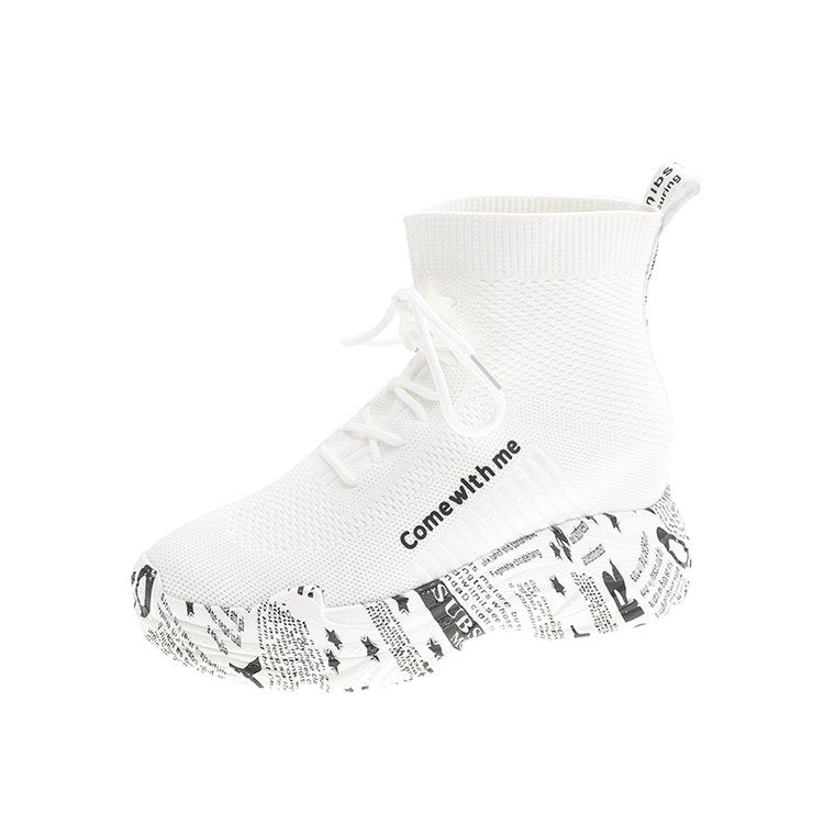 High-top lace-up letter boots