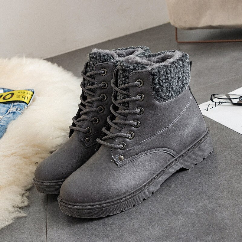 Thermal cotton shoes lace up snow boots