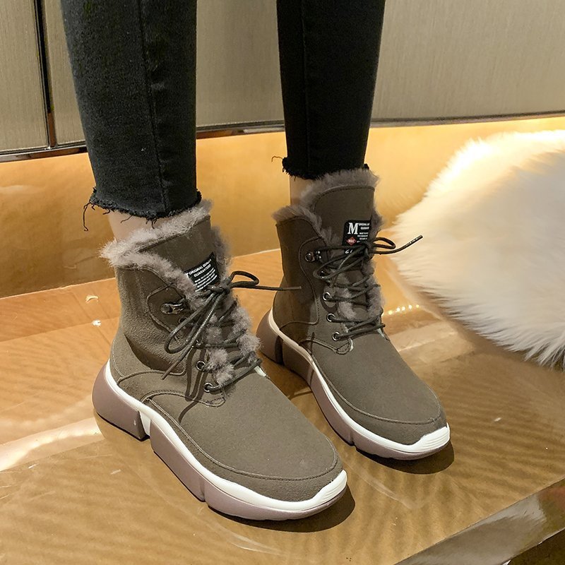 Plush padded short-tube cotton boots