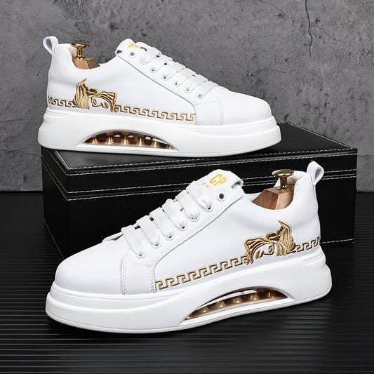 Men's Trendy White Shoes Thick Sole Inner Heightened Air Cushion