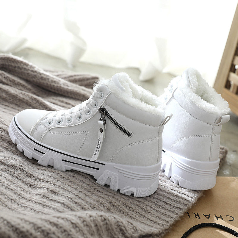 Warm High-top Leather Two Cotton  Winter Shoes