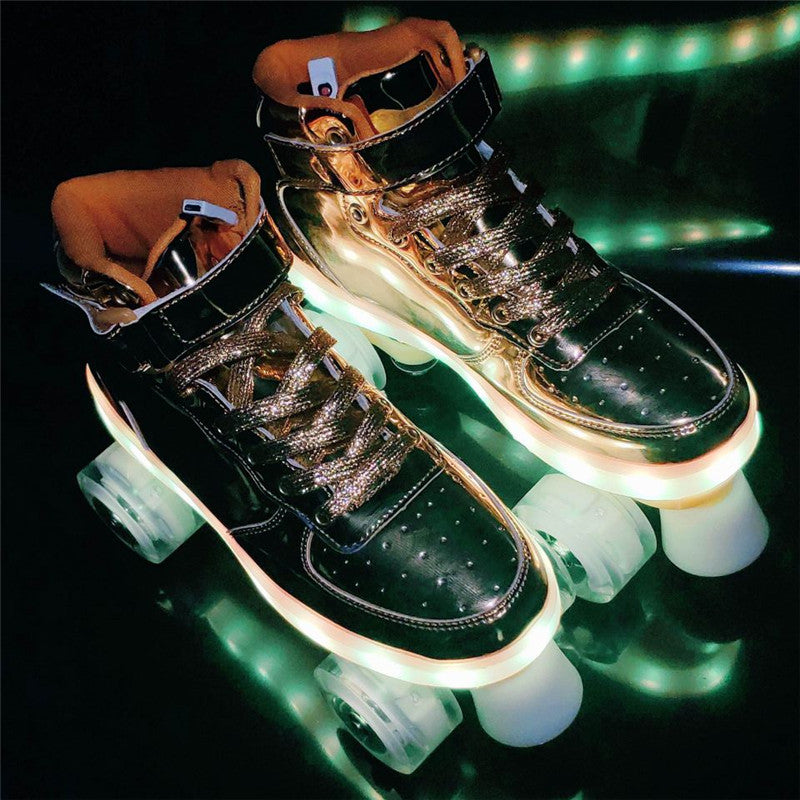 led rechargeable double row roller skates