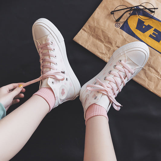 Women's Cherry Blossom High Top Canvas Shoes