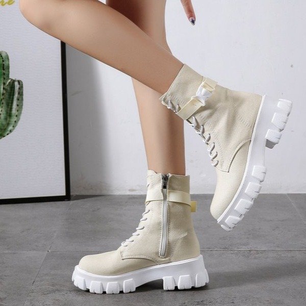 British Fashion Ins Net Red Low-top Canvas Short Boots